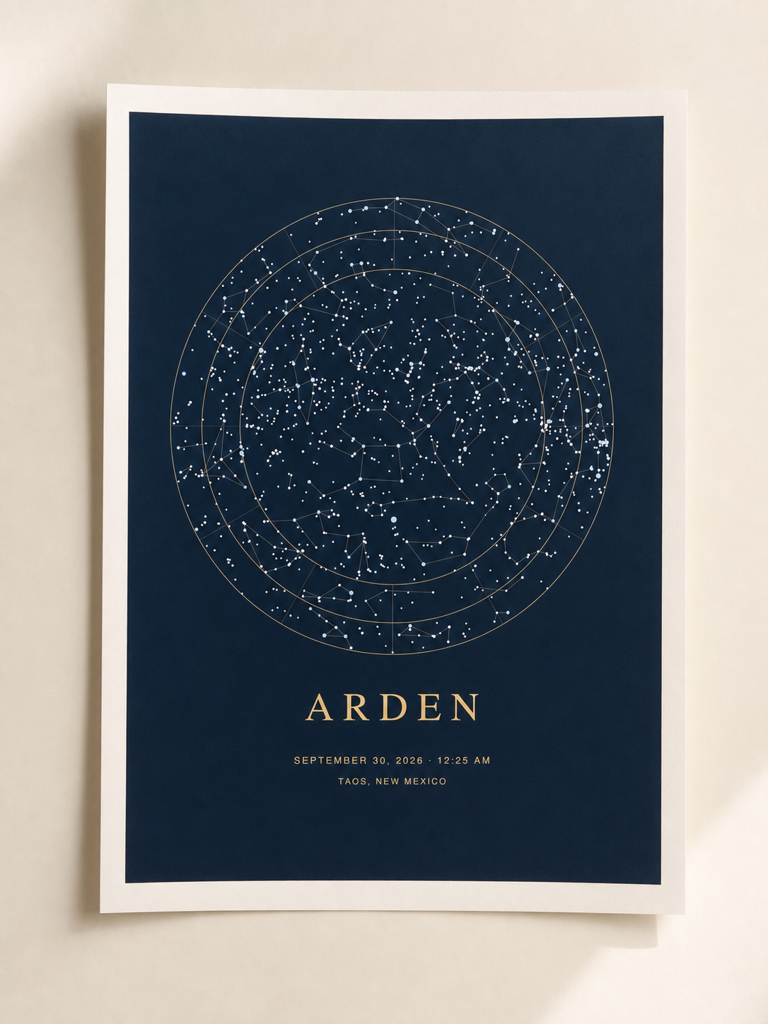 Arden Birth Sky presented on gently curled natural-white fine art paper